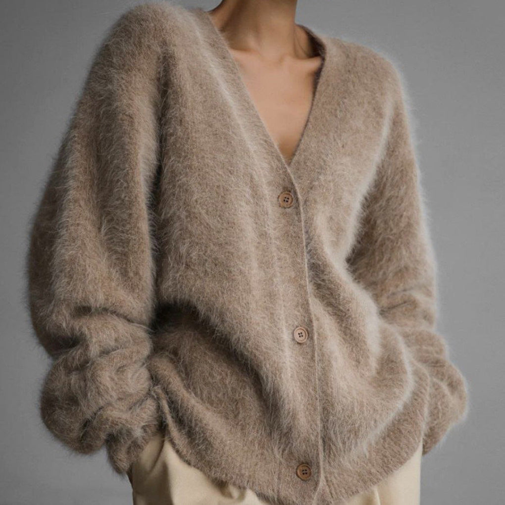 Women's Button Front Cardigan – Relaxed Ribbed Knit Cardigan