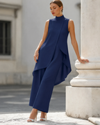 Women's Asymmetrical Wide Leg Jumpsuit – Flowy Formal Occasion Jumpsuit
