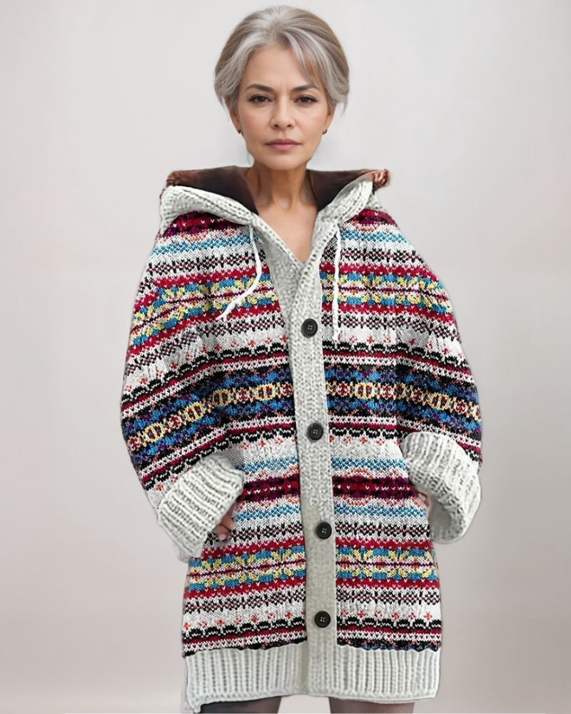 Women's Hooded Knit Cardigan – Button Front Pocket Long Sleeve Cardigan