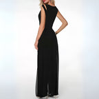 Women's Sleeveless Wide Leg Jumpsuit – Statement Shoulder Formal Jumpsuit
