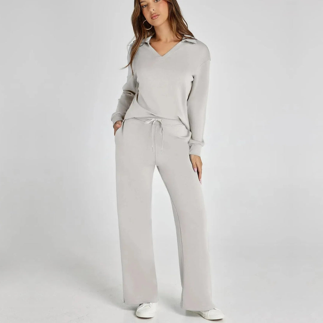 Women's Relaxed Co-Ord Set – Wide Leg Lounge Outfit
