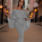 Women's Off-Shoulder Ruffle Dress – Fitted Statement Occasion Dress