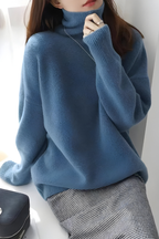 Women's Roll Neck Sweater – High Neck Long Sleeve Knit Pullover