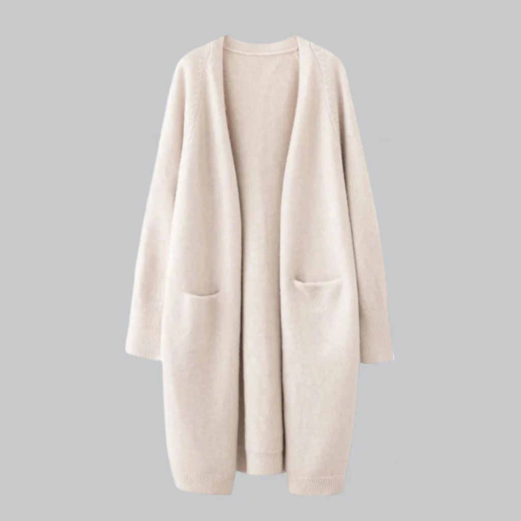 Women's Long Open Front Cardigan – Relaxed Autumn Winter Cardigan