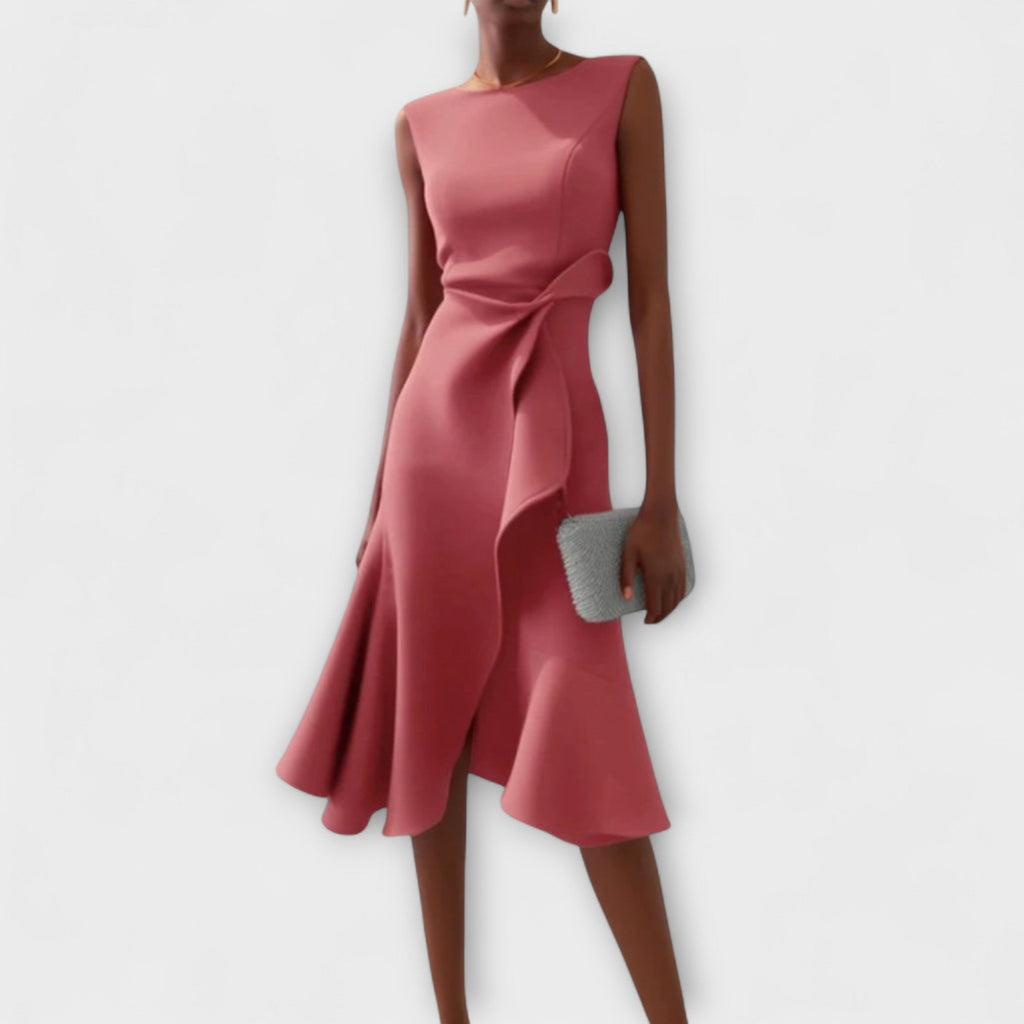 Women's Midi Dress – Sleeveless Elegant Dress – Genevieve