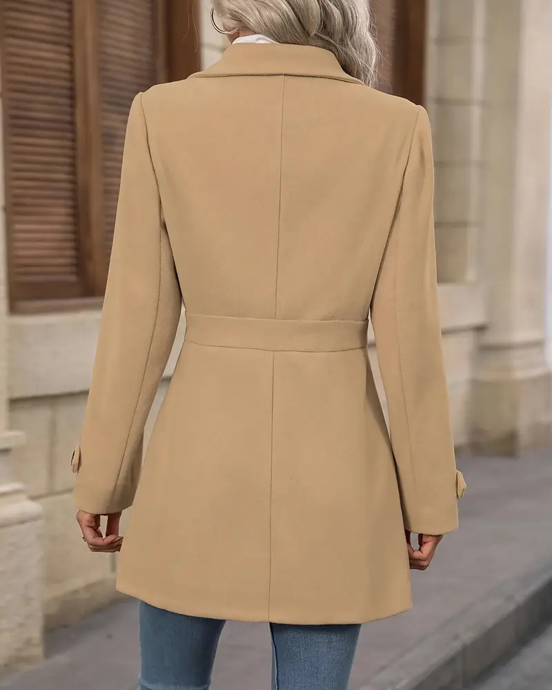 Women's Tailored Long Coat – Classic Button Front Overcoat