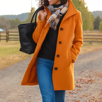 Women's Winter Coat – Button Front Long Coat – Judith