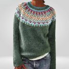 Women's Icelandic Sweater – Nordic Pattern Crew Neck Pullover
