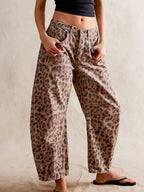 Women's Printed Wide Leg Jeans – Casual Denim Jeans – Lyra