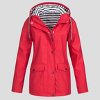 Women's Hooded Outdoor Rain Jacket – Wind and Water Resistant Zip-Up Jacket