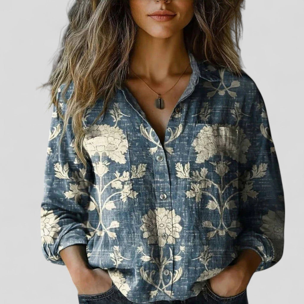 Women's Button Blouse – Gradient Print Casual Blouse – Veronica