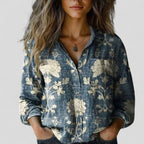 Women's Button Blouse – Gradient Print Casual Blouse – Veronica