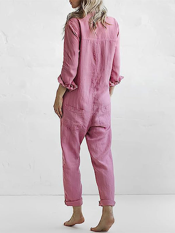 Women's Long Sleeve Jumpsuit – Relaxed Full Length Occasion Jumpsuit
