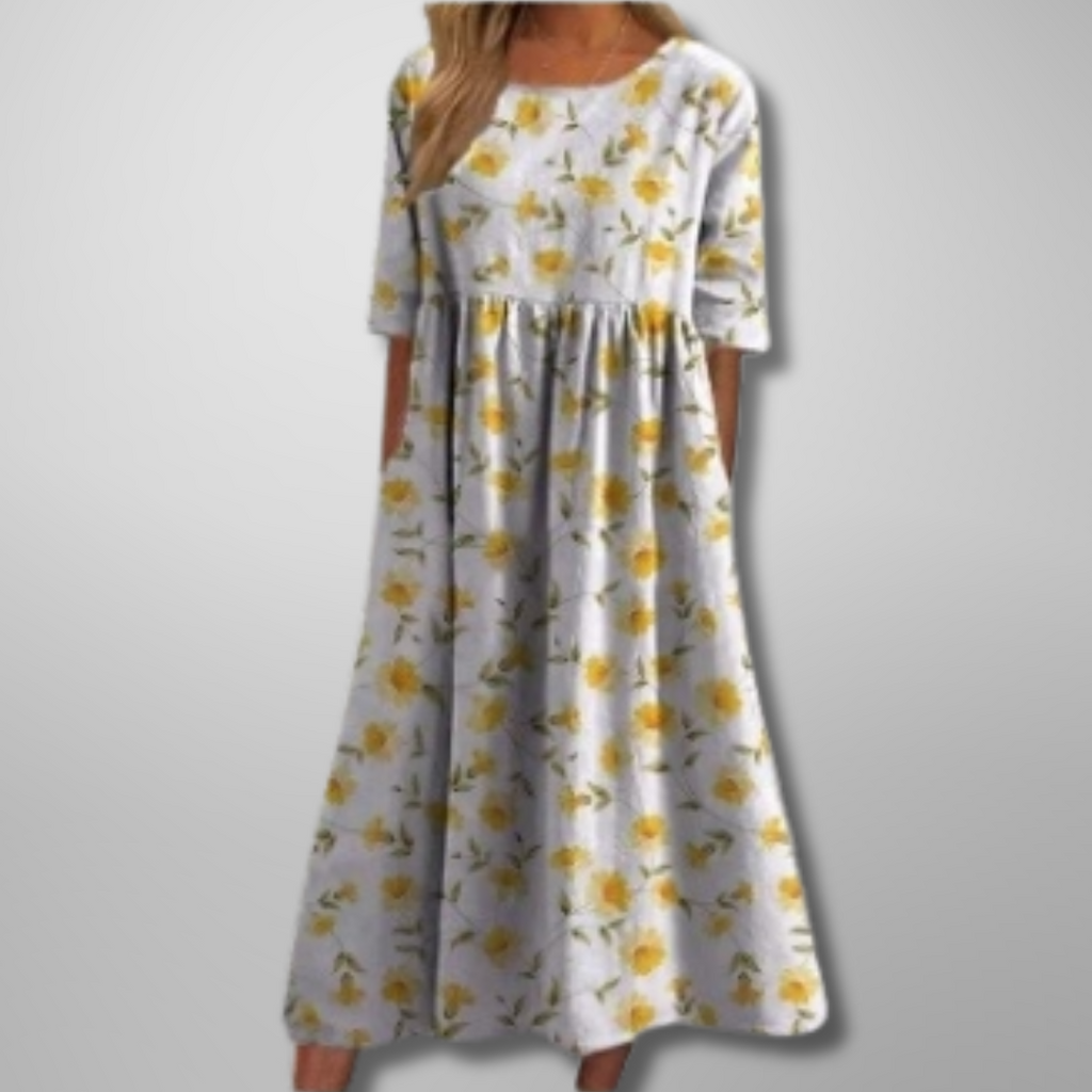 Women's Floral Midi Dress – Relaxed Fit Summer Dress – Brooklyn