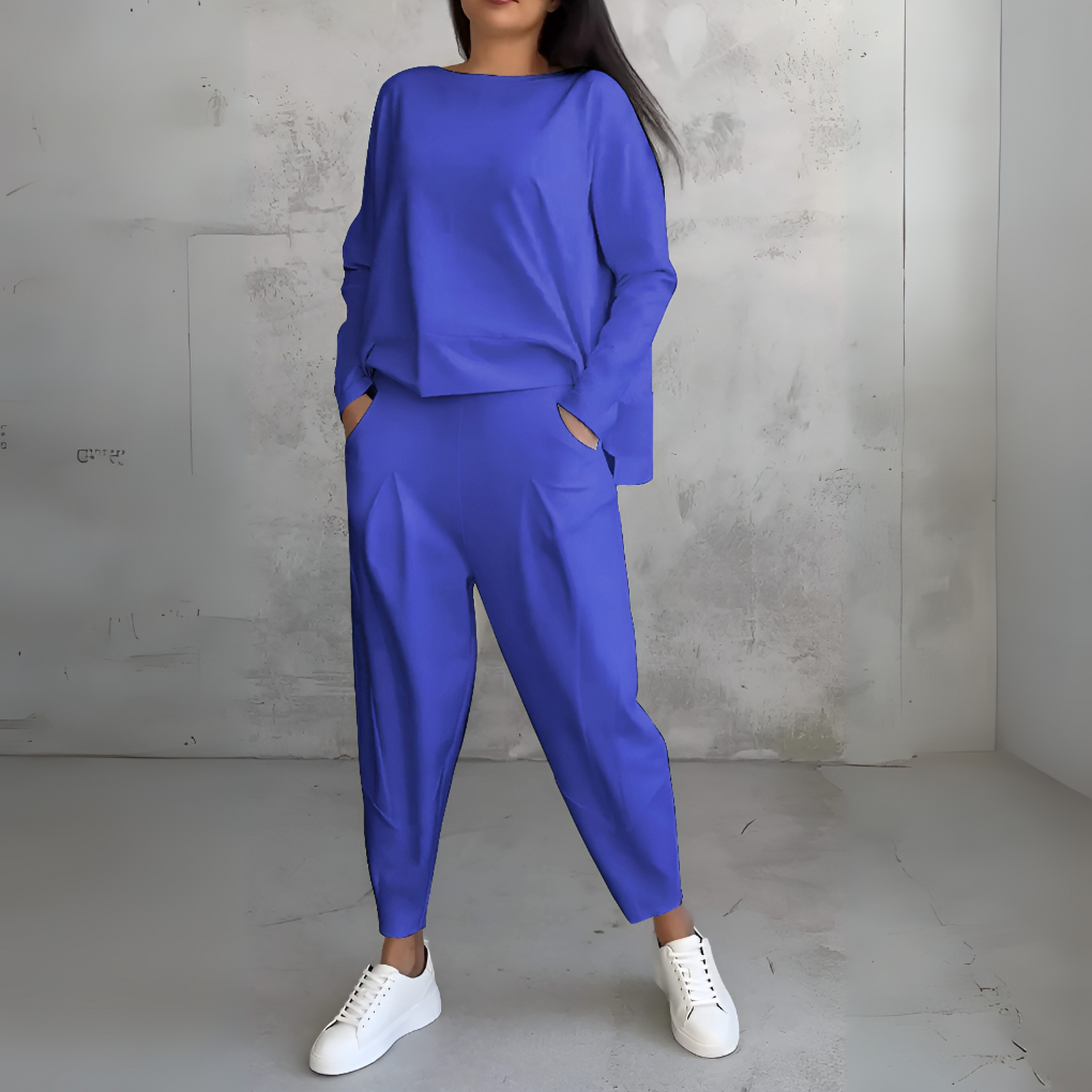 Women's Long Sleeve Lounge Set – Crew Neck Matching Pants Set