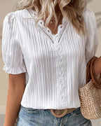 Women's Lace Detail Blouse – V-Neck Feminine Occasion Blouse
