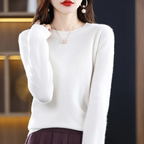 Women's Classic Crew Neck Sweater – Soft Long Sleeve Knit Pullover