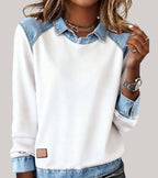 Women's Two-Tone Sweater – Relaxed Contrast Panel Pullover