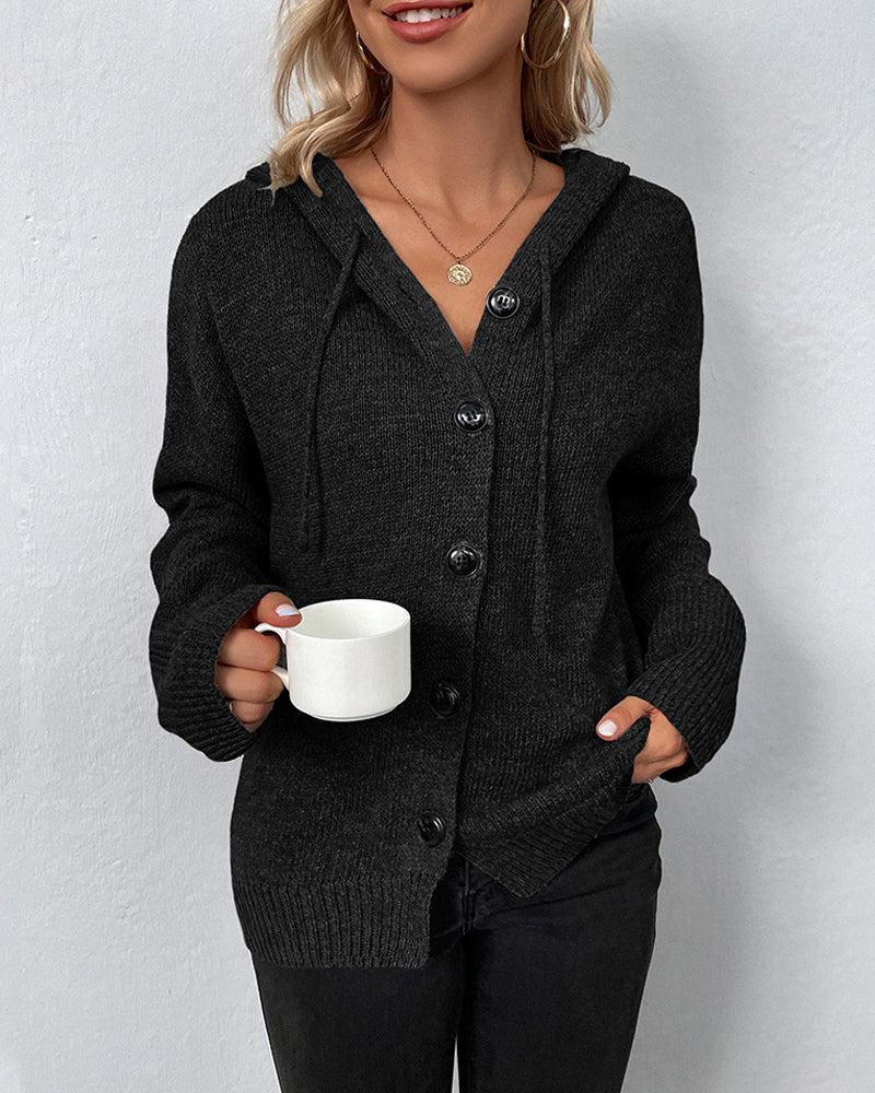 Women's Hooded Lace-Up Cardigan – Long Sleeve Casual Cardigan