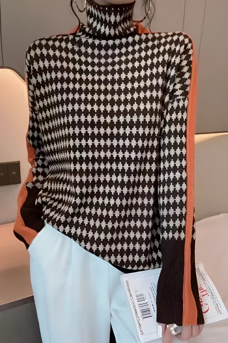 Women's High Neck Sweater – Relaxed Long Sleeve Knit Pullover