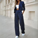 Women's Dressy Two-Piece Set – Statement Top & Tailored Pants Set