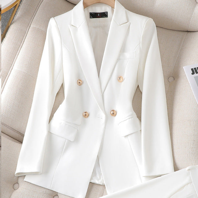 Women's Double-Breasted Pants Suit – Tailored Blazer Co-Ord