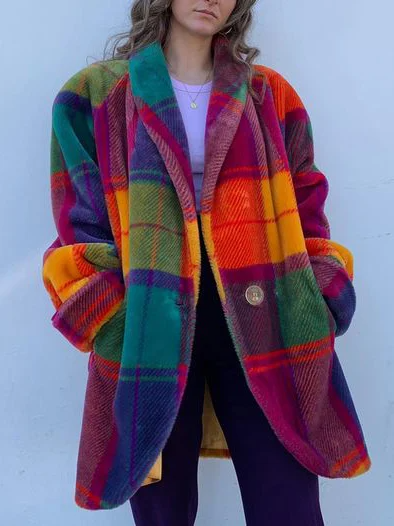 Women's Plaid Winter Coat – Oversized Warm Coat – Doris
