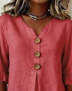 Women's Ruffle Button Blouse – Relaxed Flowy Long Sleeve Blouse