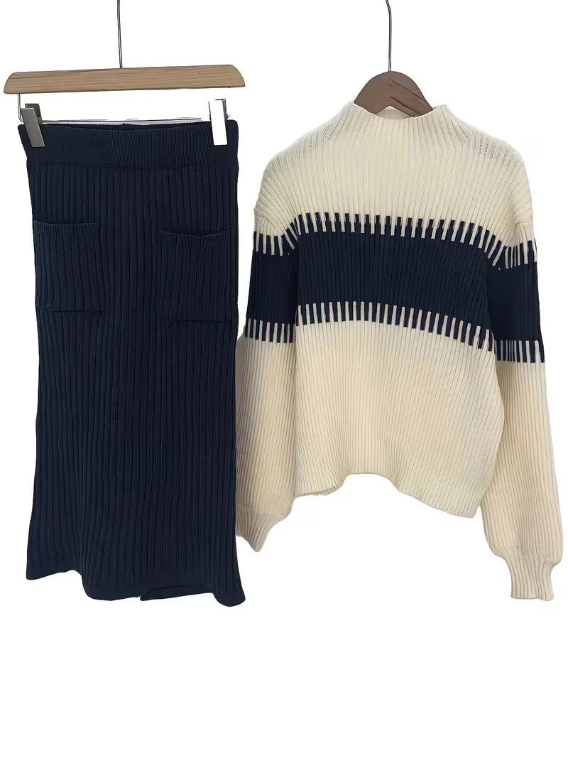 Women's Knit Skirt Set – Ribbed Sweater Co-Ord
