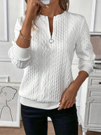 Women's Zip Front Sweater – Long Sleeve High Neck Knit Pullover