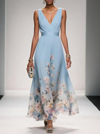 Women's Wedding Guest Floral Maxi Dress – Flowy Summer Occasion Dress