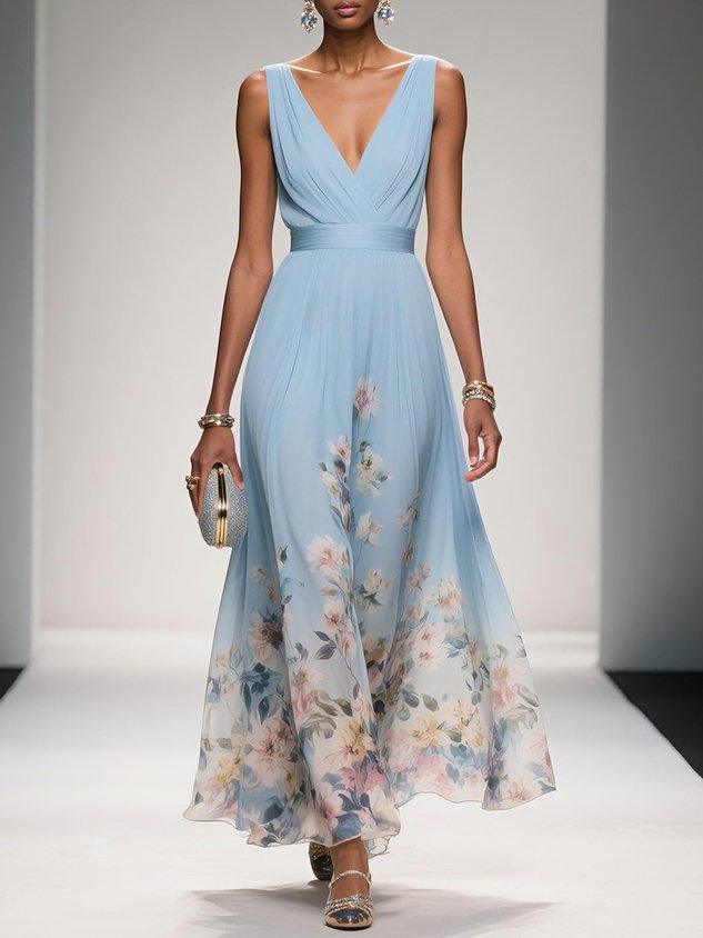 Women's Wedding Guest Floral Maxi Dress – Flowy Summer Occasion Dress