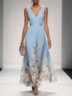 Women's Wedding Guest Floral Maxi Dress – Flowy Summer Occasion Dress