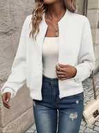 Women's Zip-Up Cardigan – Textured Long Sleeve Cardigan