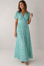 Women's V-Neck Floral Maxi Dress – Boho Summer Dress