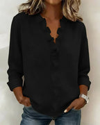 Women's V-Neck Ruffle Top – Flowy Statement Sleeve Blouse