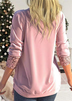 Women's Sequin Overlay Blouse – Sparkle Statement Evening Top