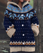 Women's Hooded Knit Cardigan – Button Front Pocket Long Sleeve Cardigan