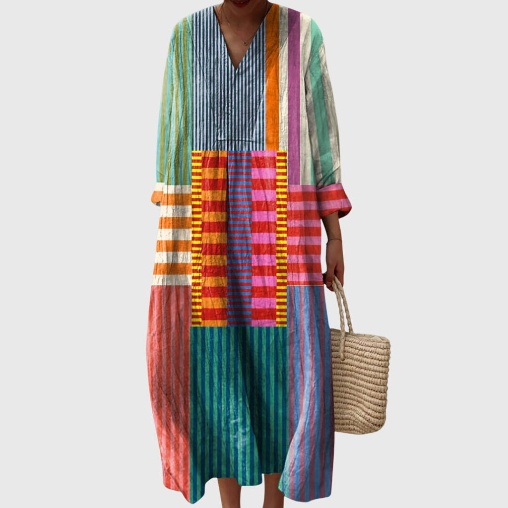 Women's Geometric Dress – Printed Midi Dress – Stephanie