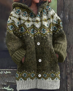 Women's Hooded Knit Cardigan – Button Front Pocket Long Sleeve Cardigan