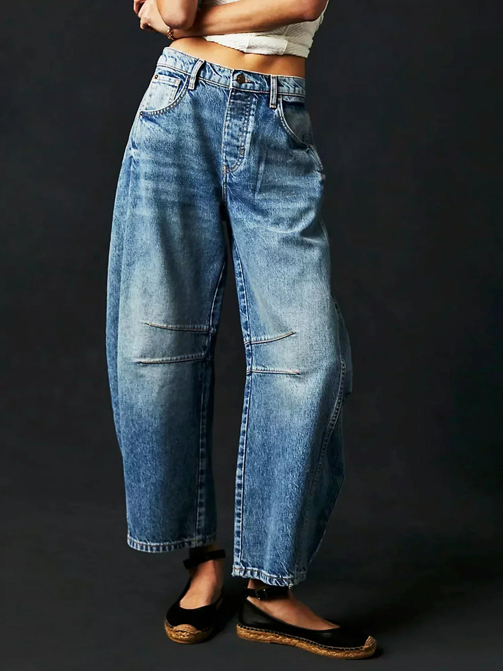 Women's Printed Wide Leg Jeans – Casual Denim Jeans – Lyra