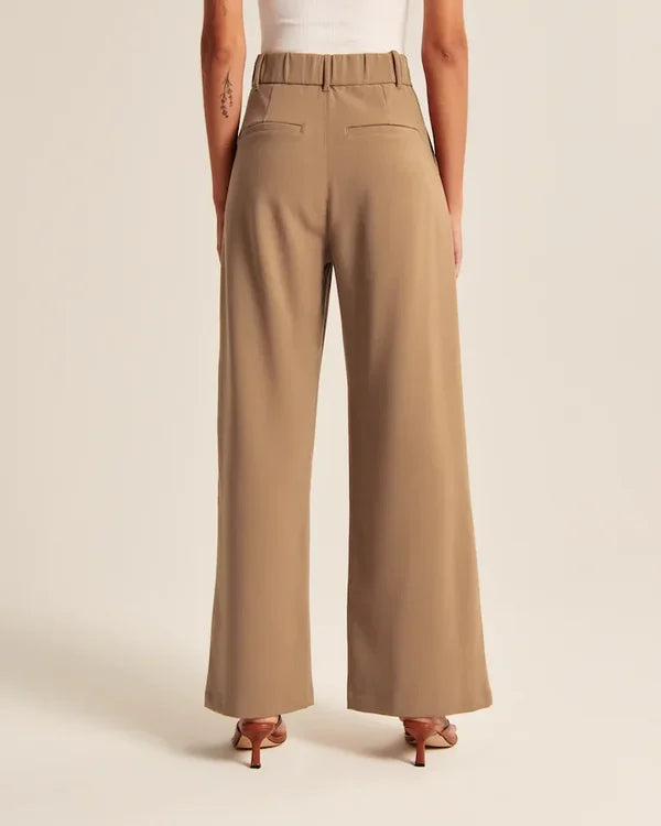 Women's Pleated Wide Leg Trousers – High Waist Flowy Dress Pants