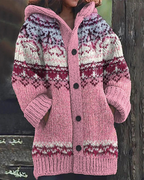 Women's Hooded Knit Cardigan – Button Front Pocket Long Sleeve Cardigan