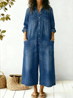 Women's Wide Leg Denim Jumpsuit – Casual Summer Jumpsuit – Dakota