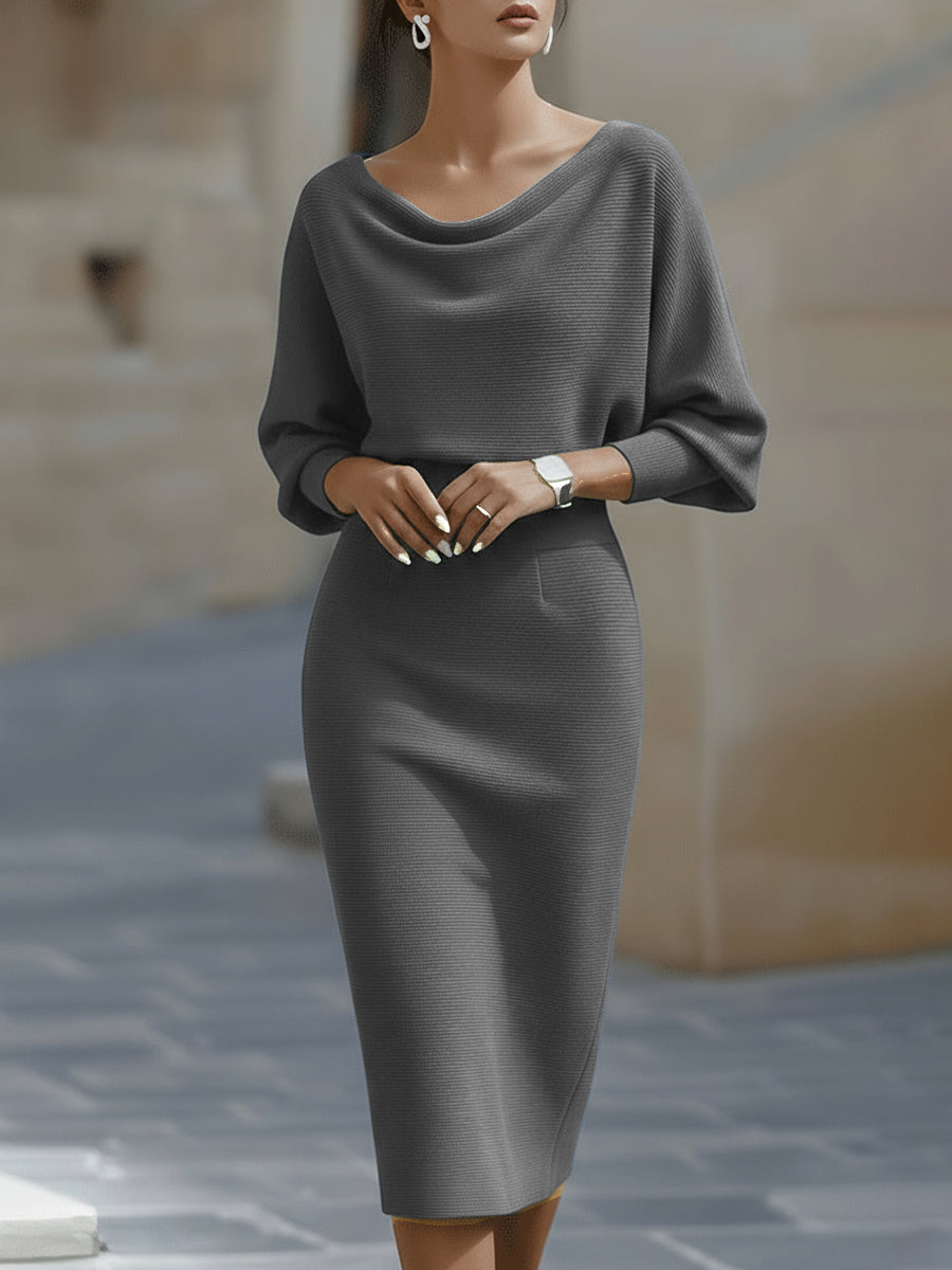 Women's Batwing Sleeve Dress – Boat Neck Bodycon Dress
