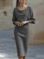 Women's Batwing Sleeve Dress – Boat Neck Bodycon Dress