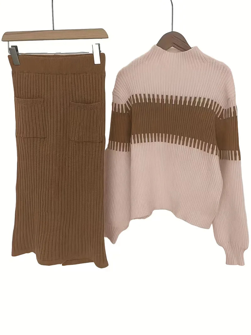 Women's Knit Skirt Set – Ribbed Sweater Co-Ord