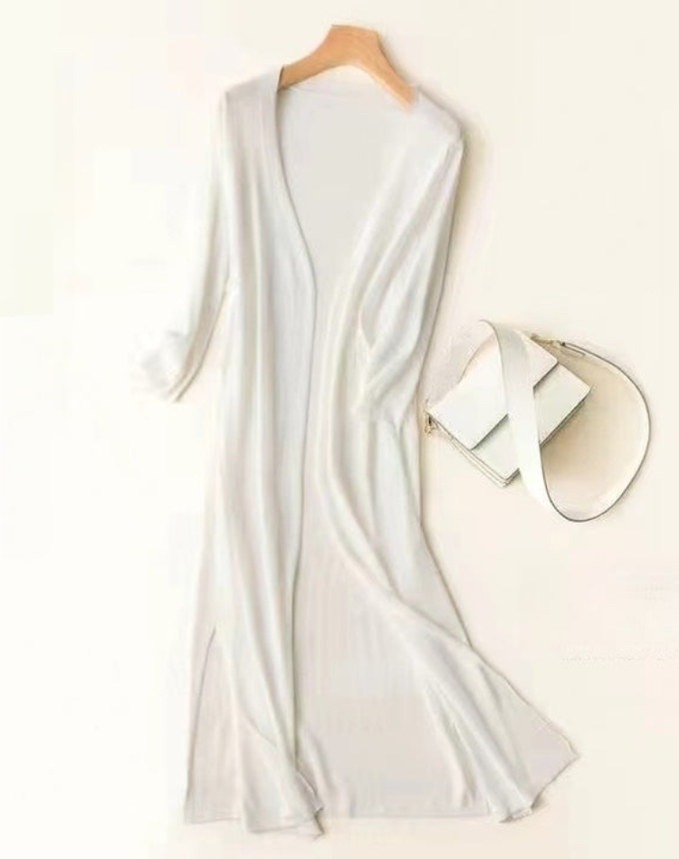 Women's Longline Duster Cardigan – Open Front Knit Sweater