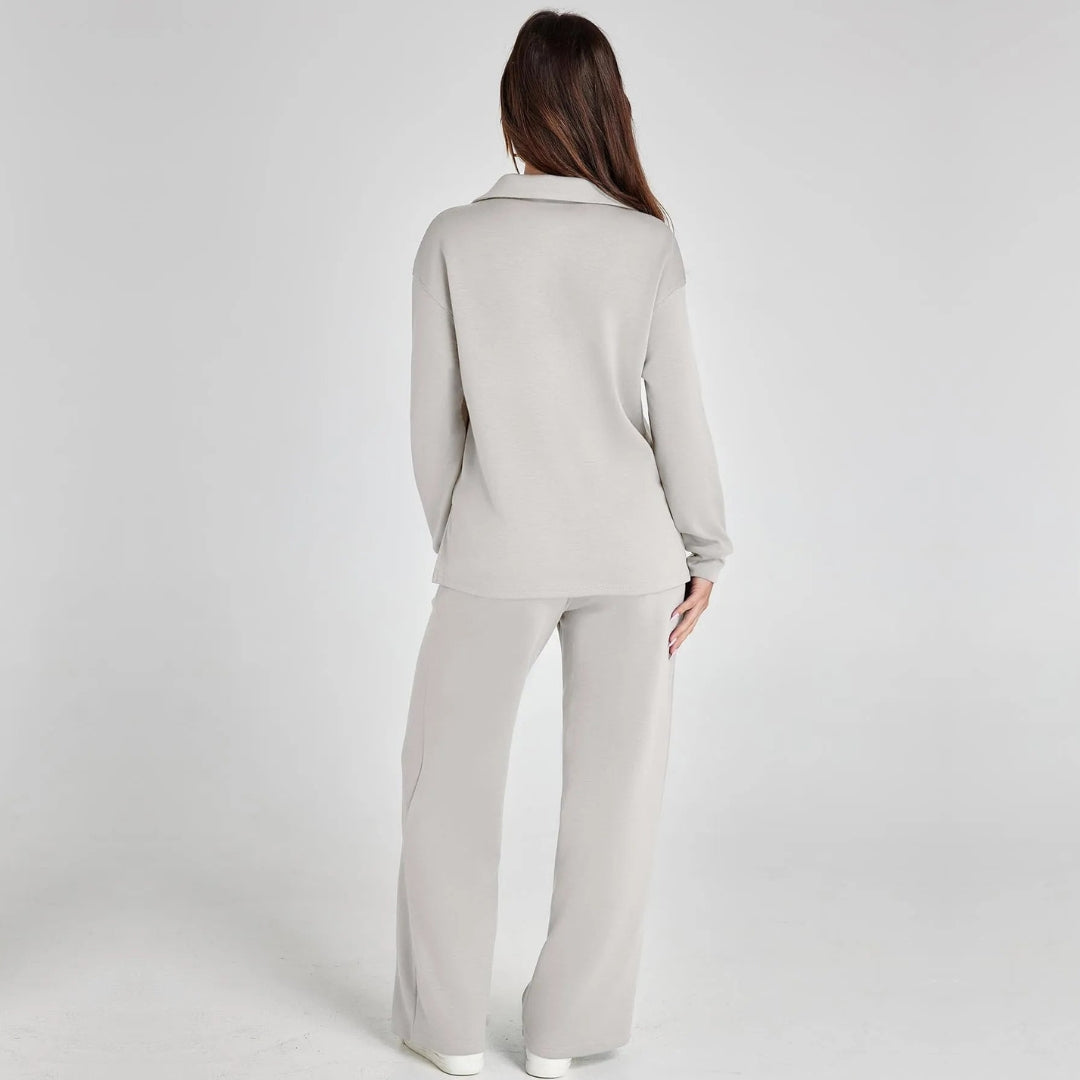 Women's Relaxed Co-Ord Set – Wide Leg Lounge Outfit