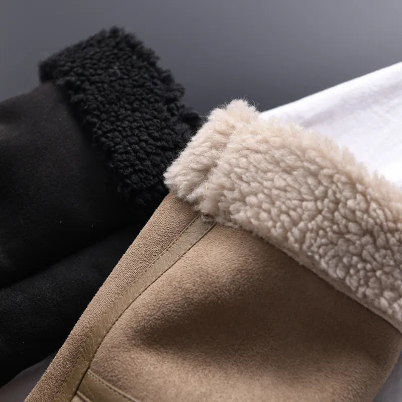 Women's Faux Shearling Jacket – Cropped Winter Aviator Jacket